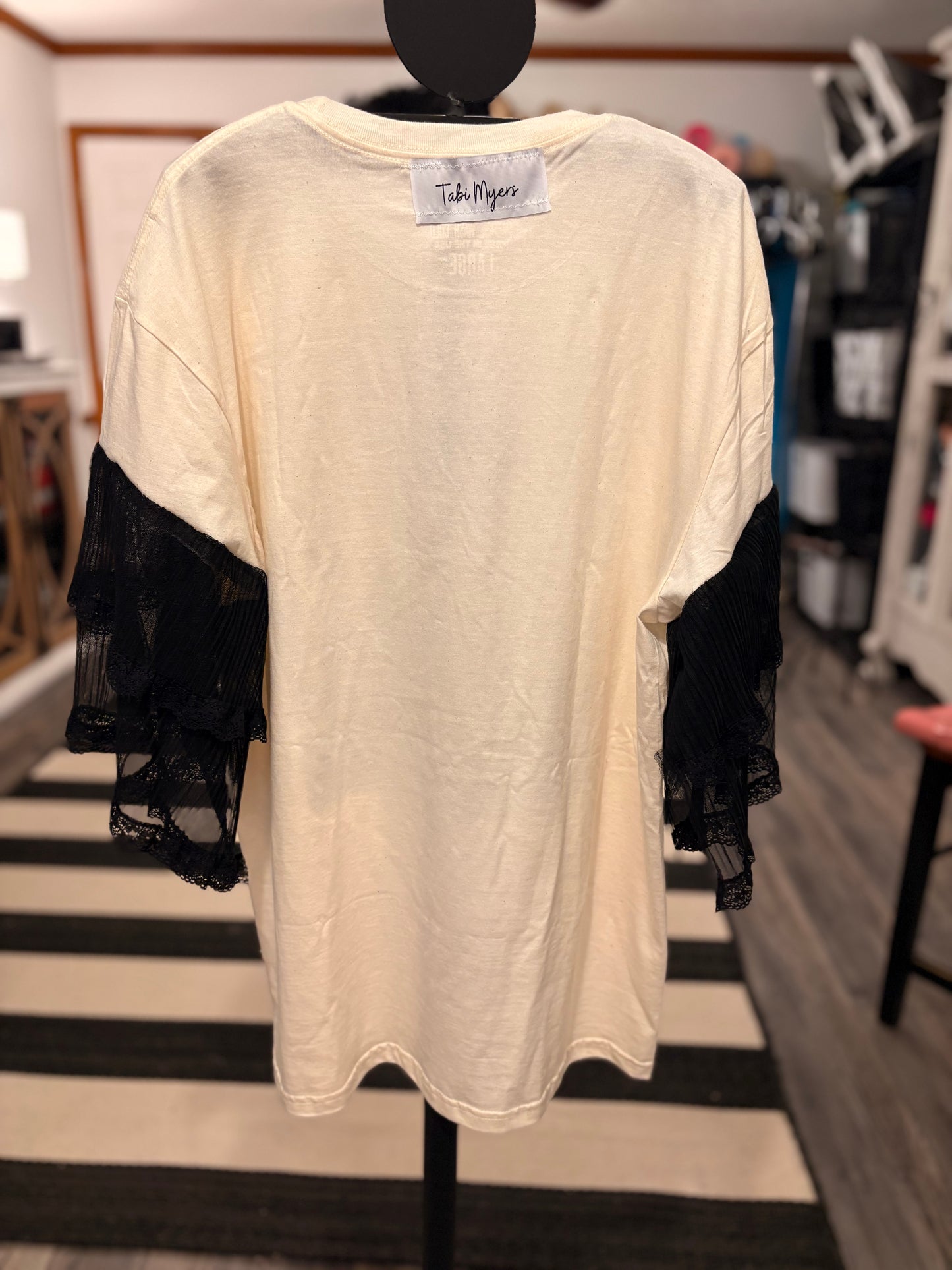 Girls Will Be Girls Rhinstone Tee with Chiffon Sleeves.. One Size Fits a Small to Large
