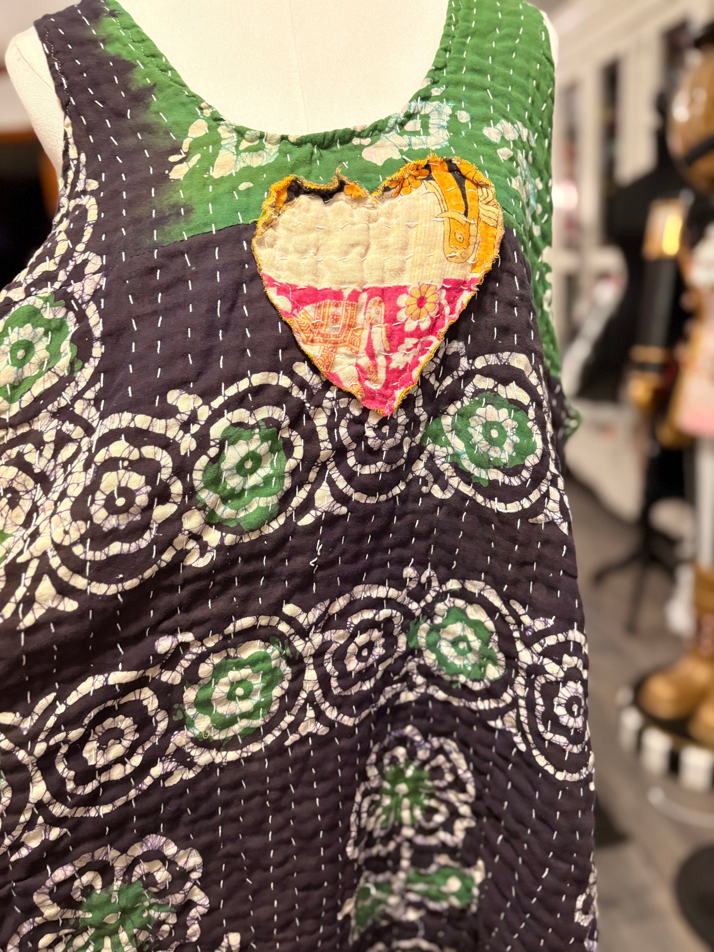 Degas Upcycled Vintage Kantha Quilt ART Jumper One Size Fits A Large to 3X Oversized