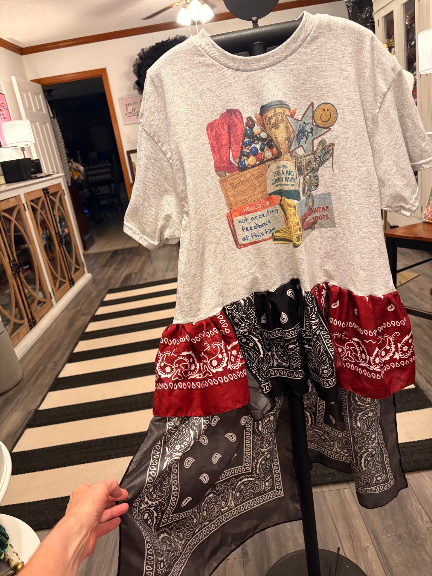Tequila and Cowgirls Drama Ho/Lo Bandana Tee One size fits a Small to Large 6-12