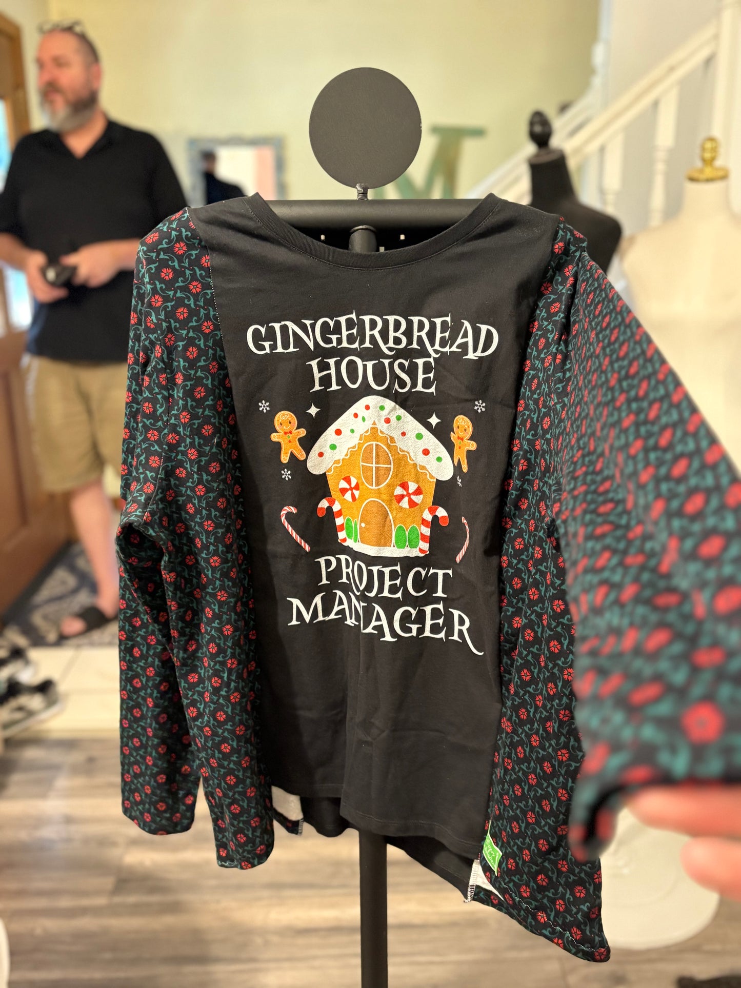 Gingerbread House Upcycled Tee Fits a Small to XL OVERSIZED