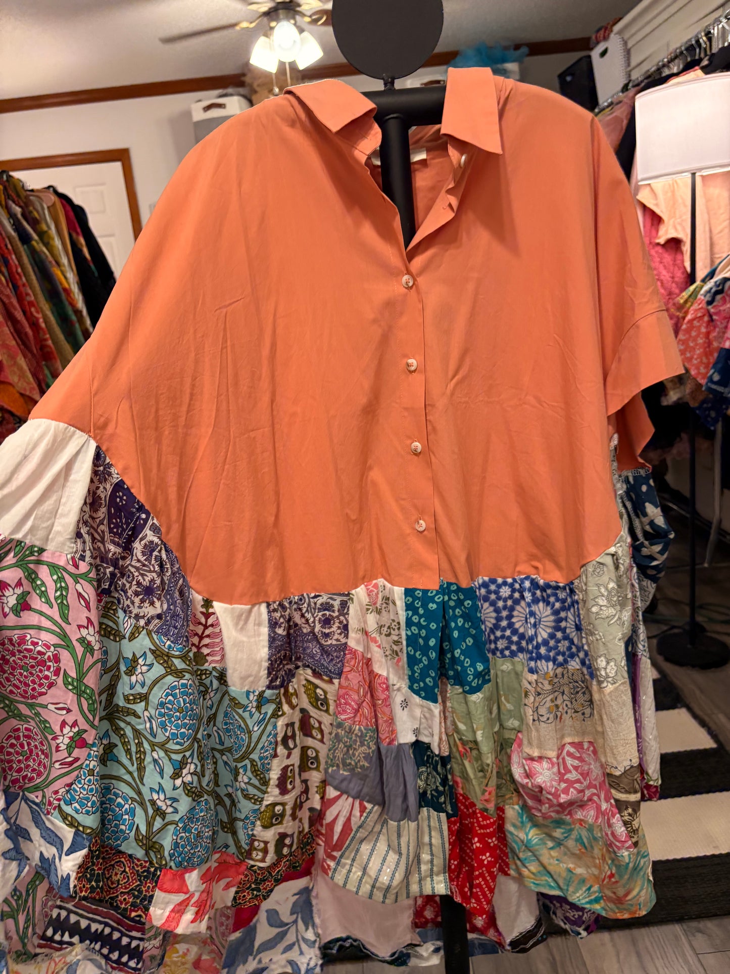 Shannon Upcycled Patchwork Circle Poncho One Size Fits Most