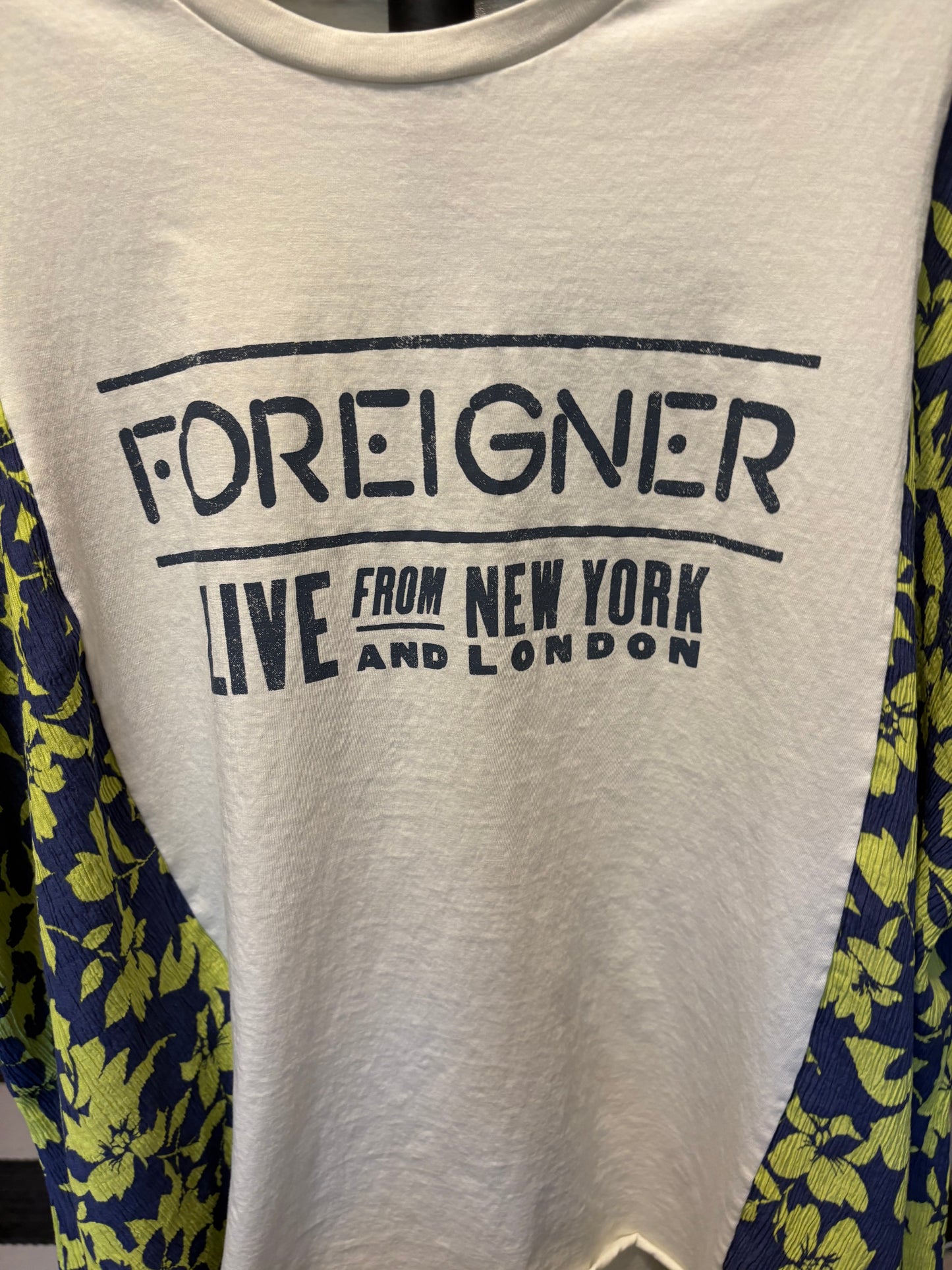 Foreigner Upcycled Drop-Sleeve Tee One Size Fits a Small to XL