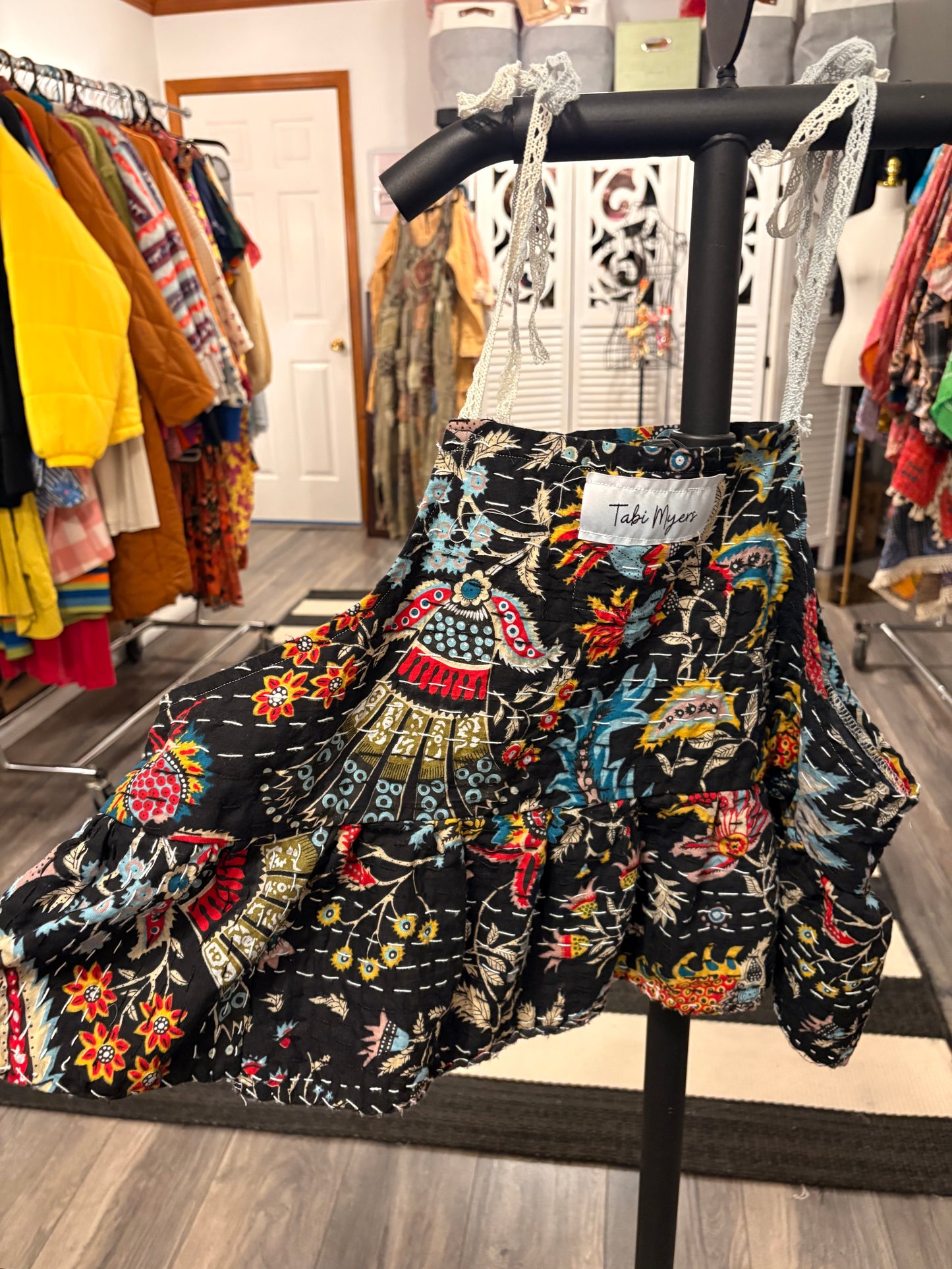 Sara Midnight Paisley Kantha Top One Size Fits Small to XL
