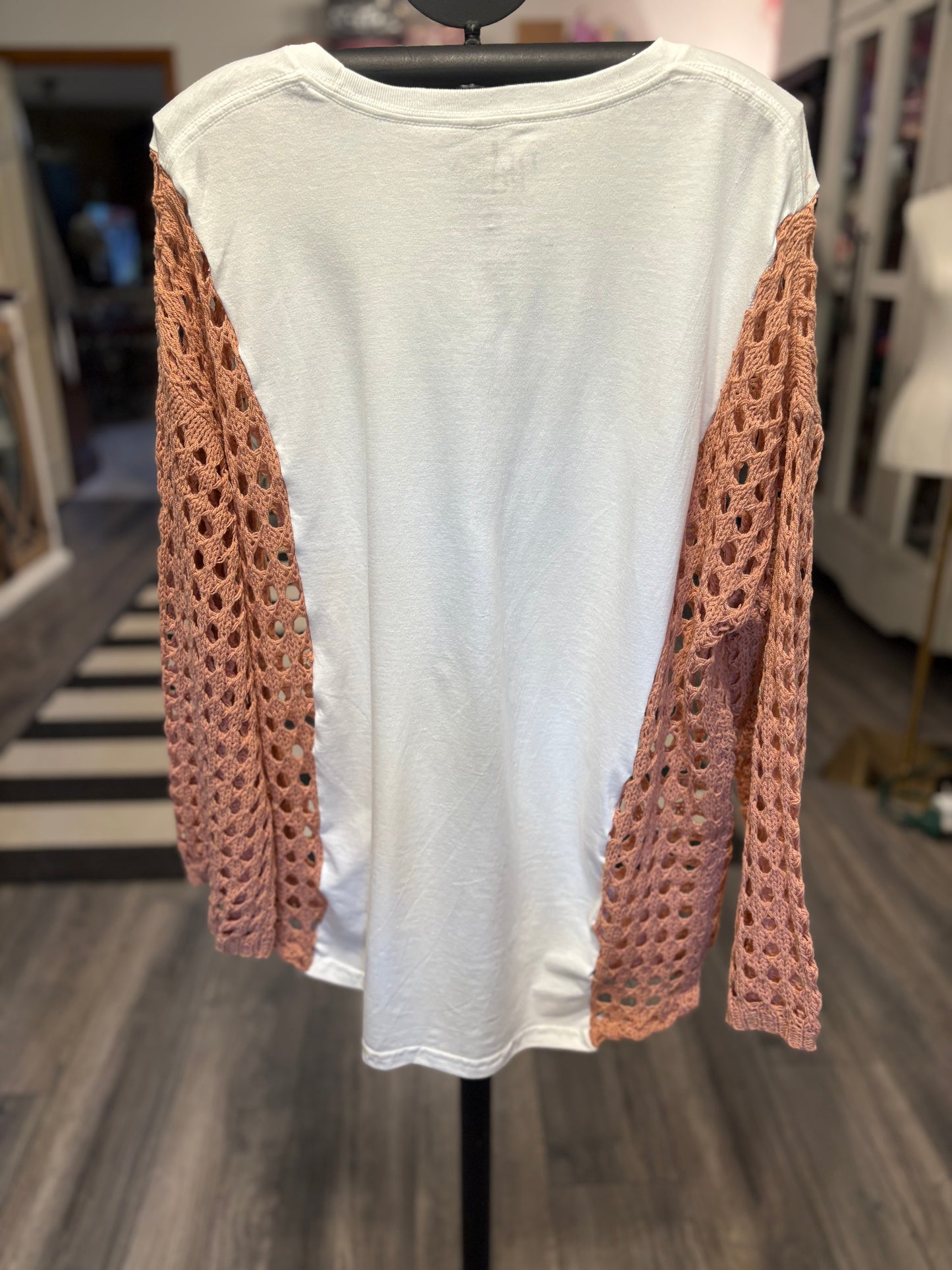 Diana Ross Upcycled Crochet Tee Fits an Small to XXL