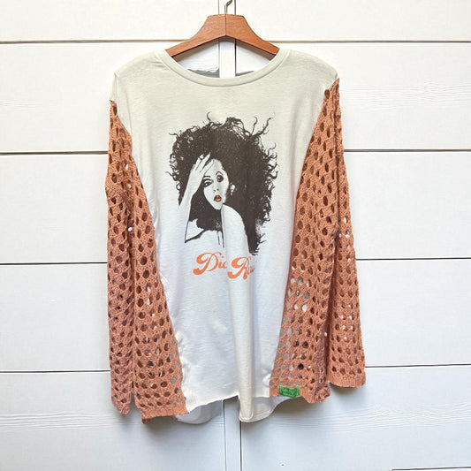 Diana Ross Upcycled Crochet Tee Fits an Small to XXL