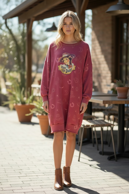 Kick Up Dust Upcycled Oversized Sweatshirt Long Length Fits Small-Large