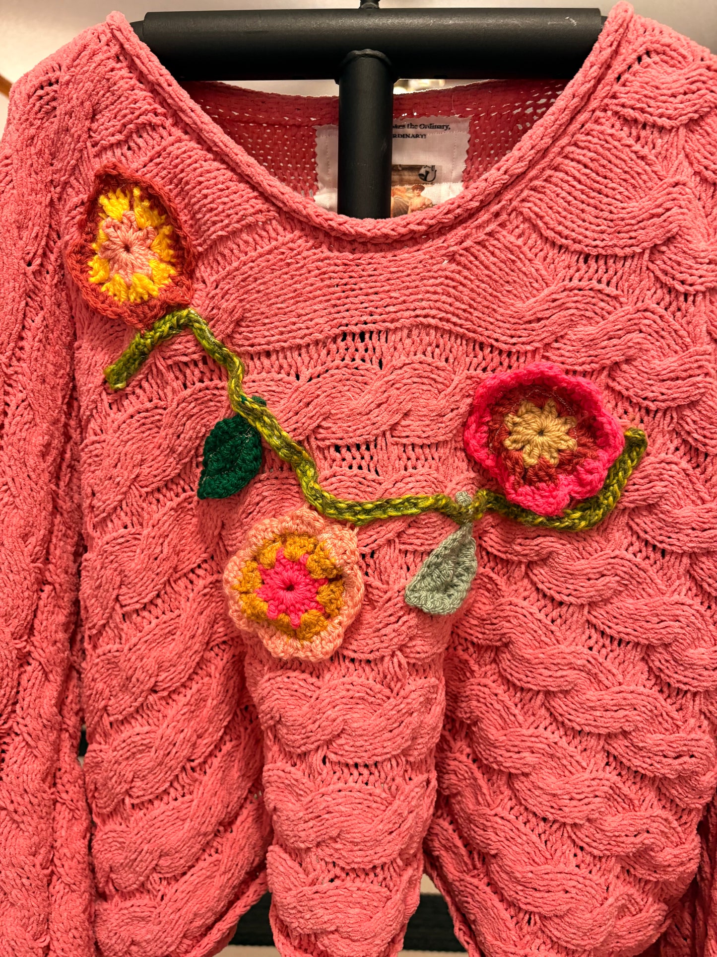 Petunia Pink Crochet Sweater
