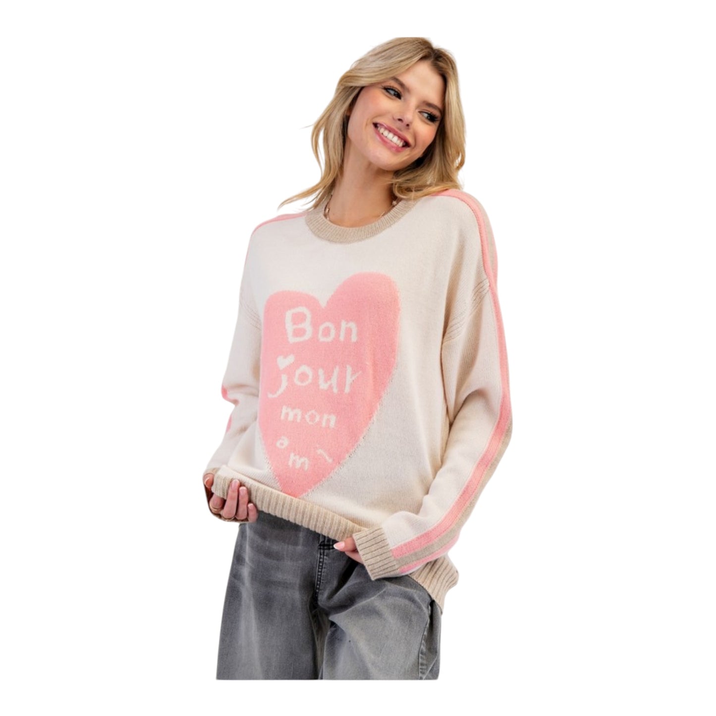 Cream Bon Jour Knit Sweater