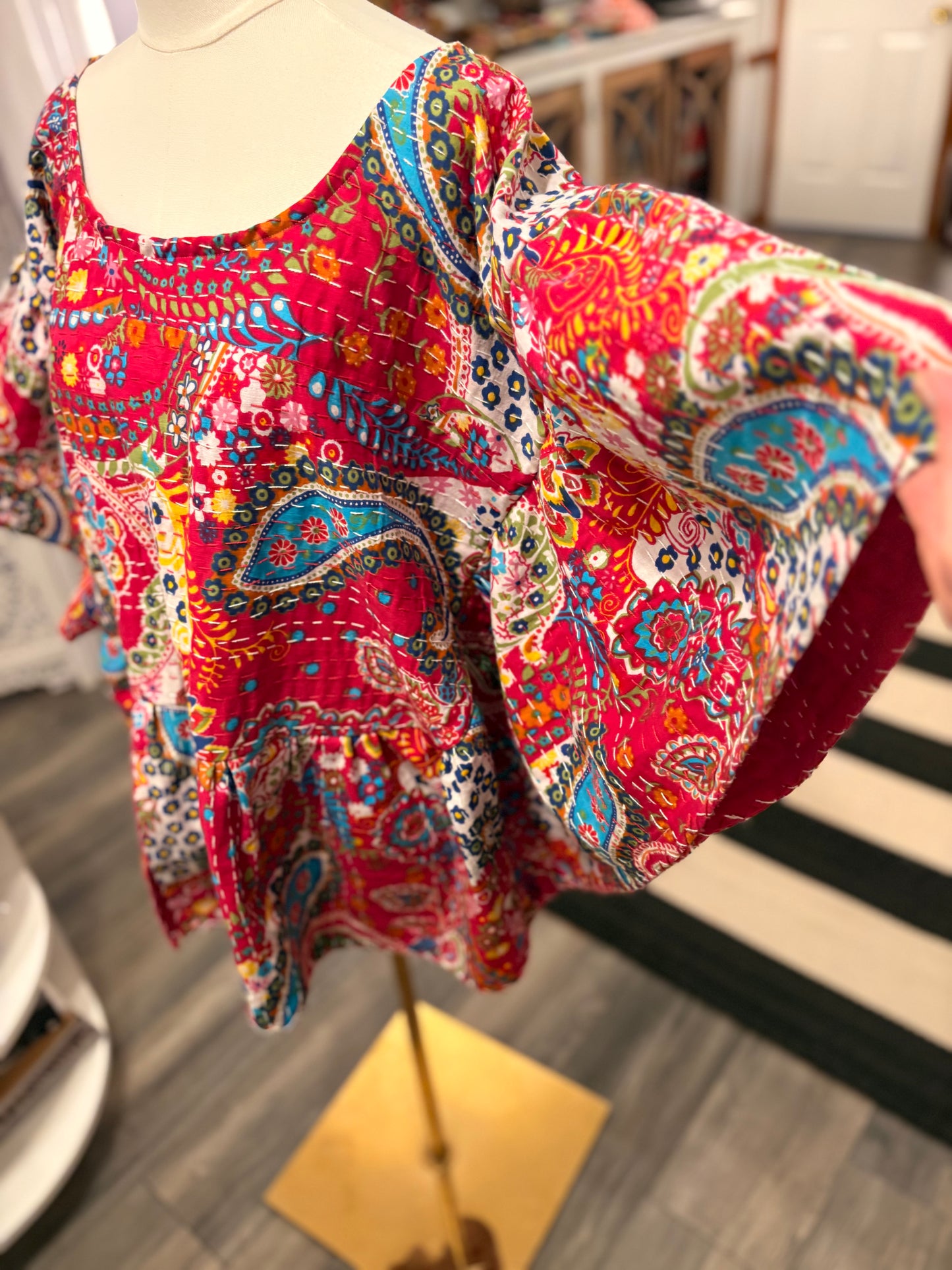 Paisley Kantha Circle Top One Size Fits a Small to 3X
