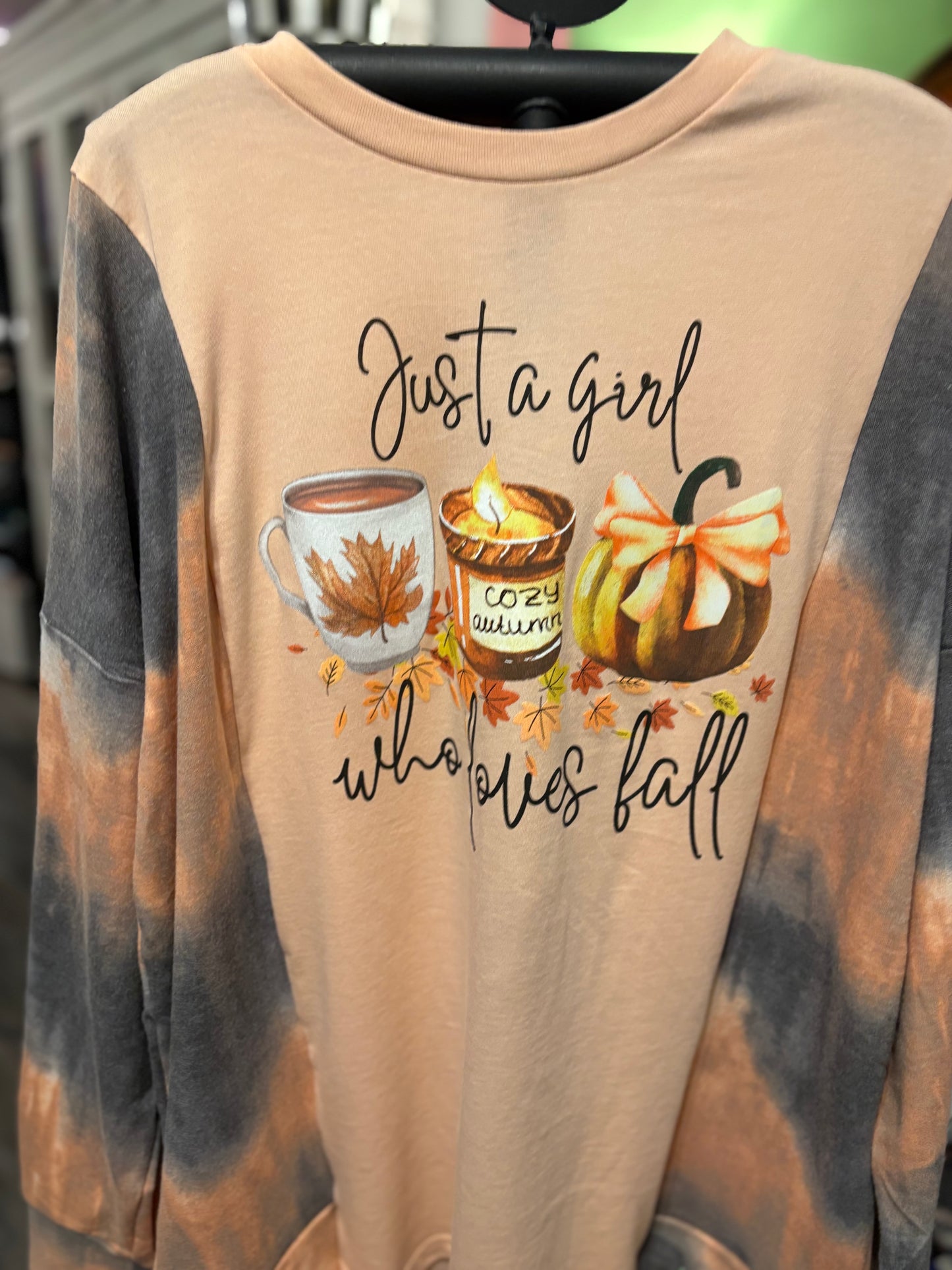 Fall Lover Upcycled Drop-Sleeve Tee One Size Fits a Small to XXL