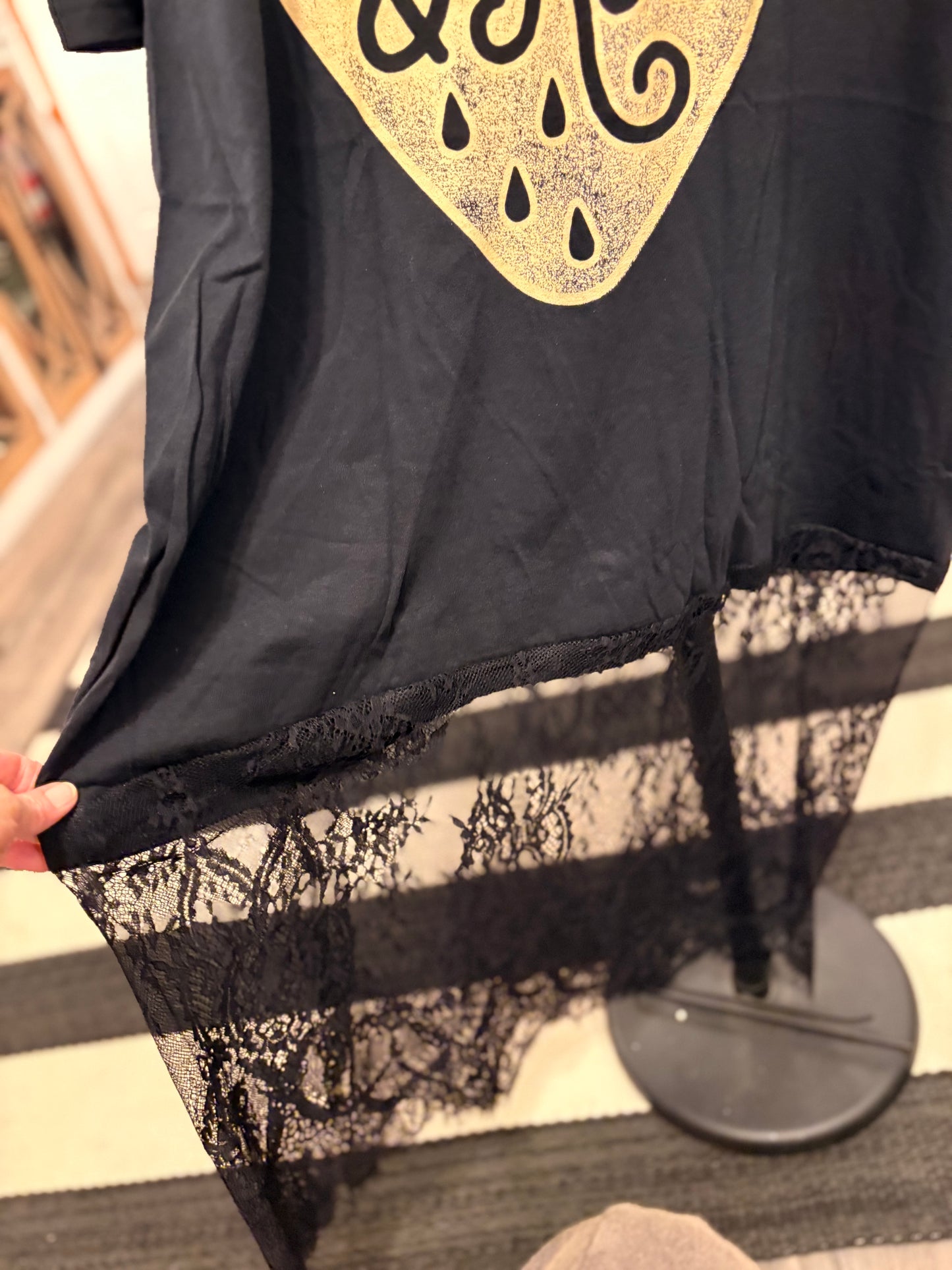 Long Live Rock Lace Bottom Tee Dress OVERSIZED Fits a Small to 2X