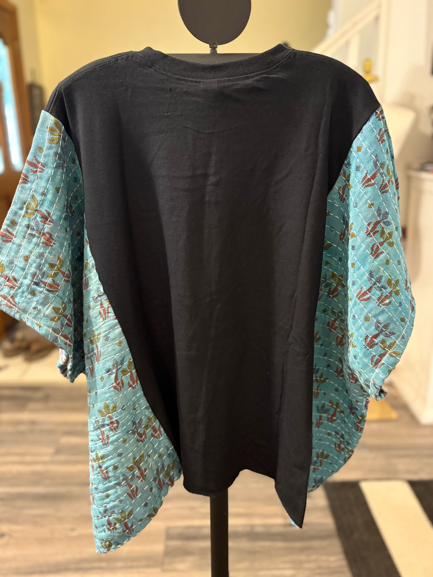 Exorcist Upcycled Kantha Closed Side Poncho Fits a Small to 3X Super Oversized
