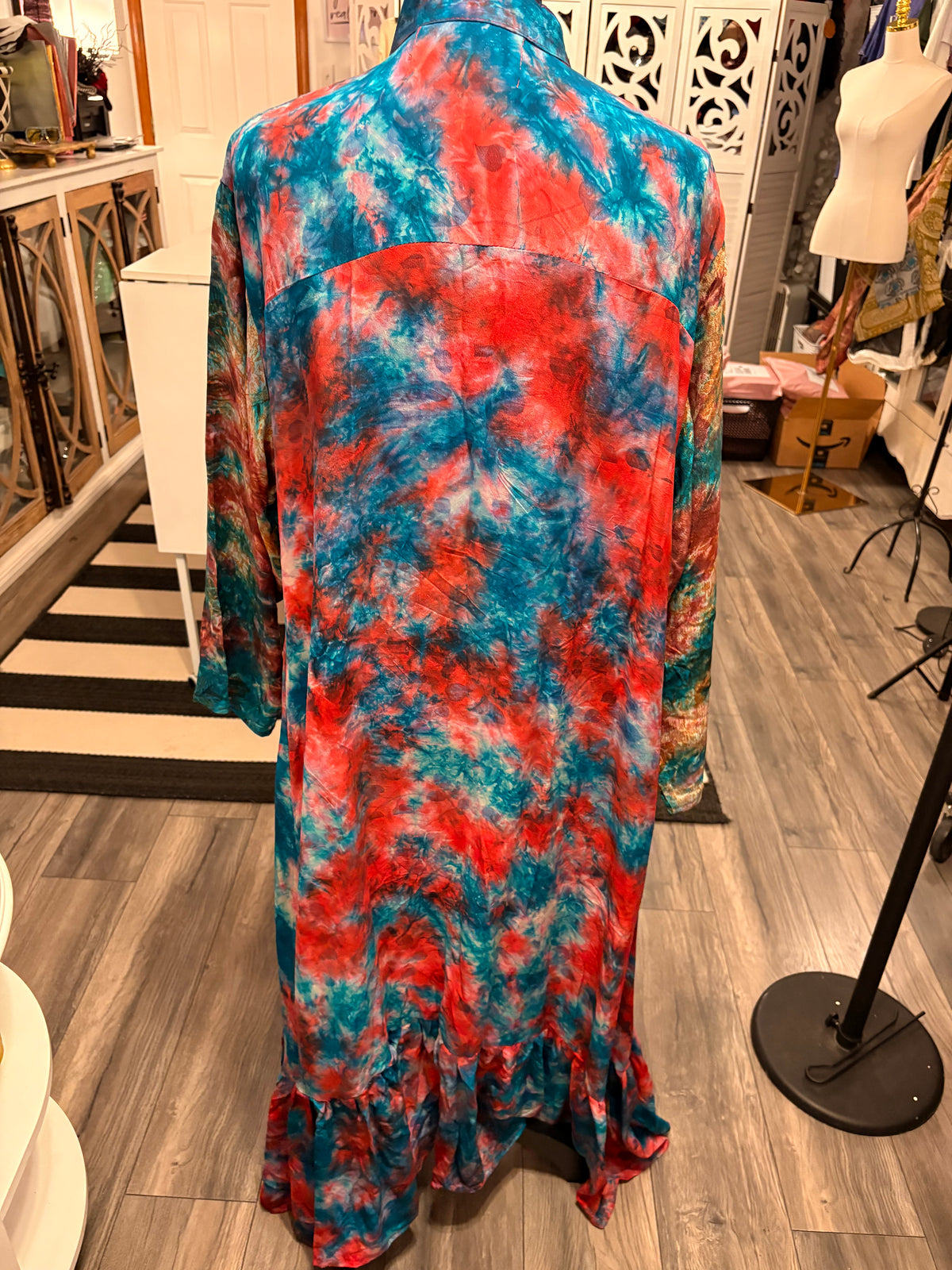 Jennifer Hi/Lo Silk Ruffled Duster One Size Fits Small to 2X 2-16