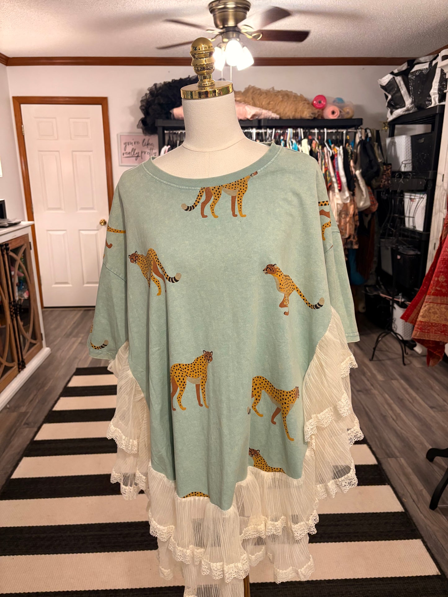 The Cheetah Angel Poncho One Size Fits a Large to 3X