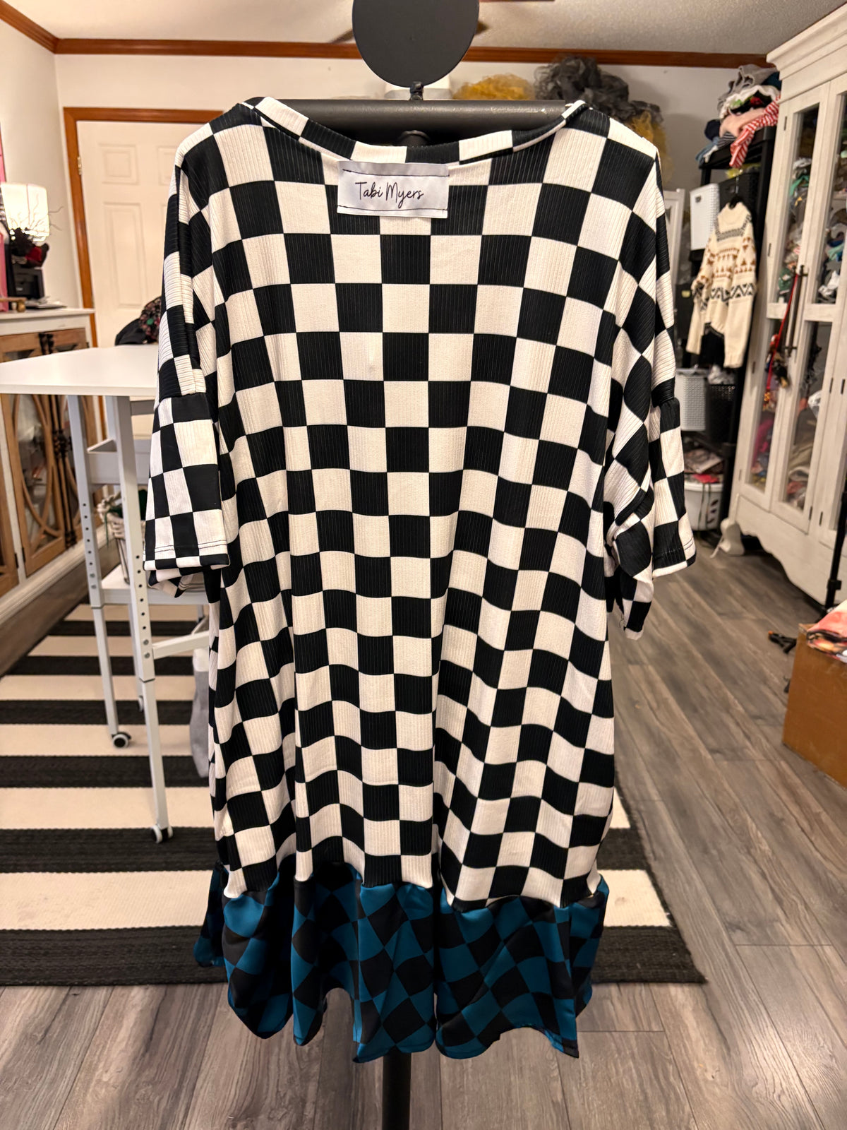 Checkerboard Glam Dress One Size Fits a Small to 3X