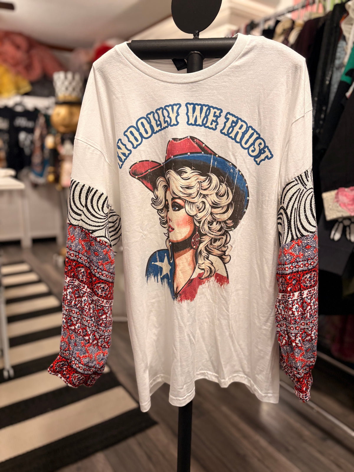 American Dolly Glam Sleeve Tee One Size Fits Small to Large