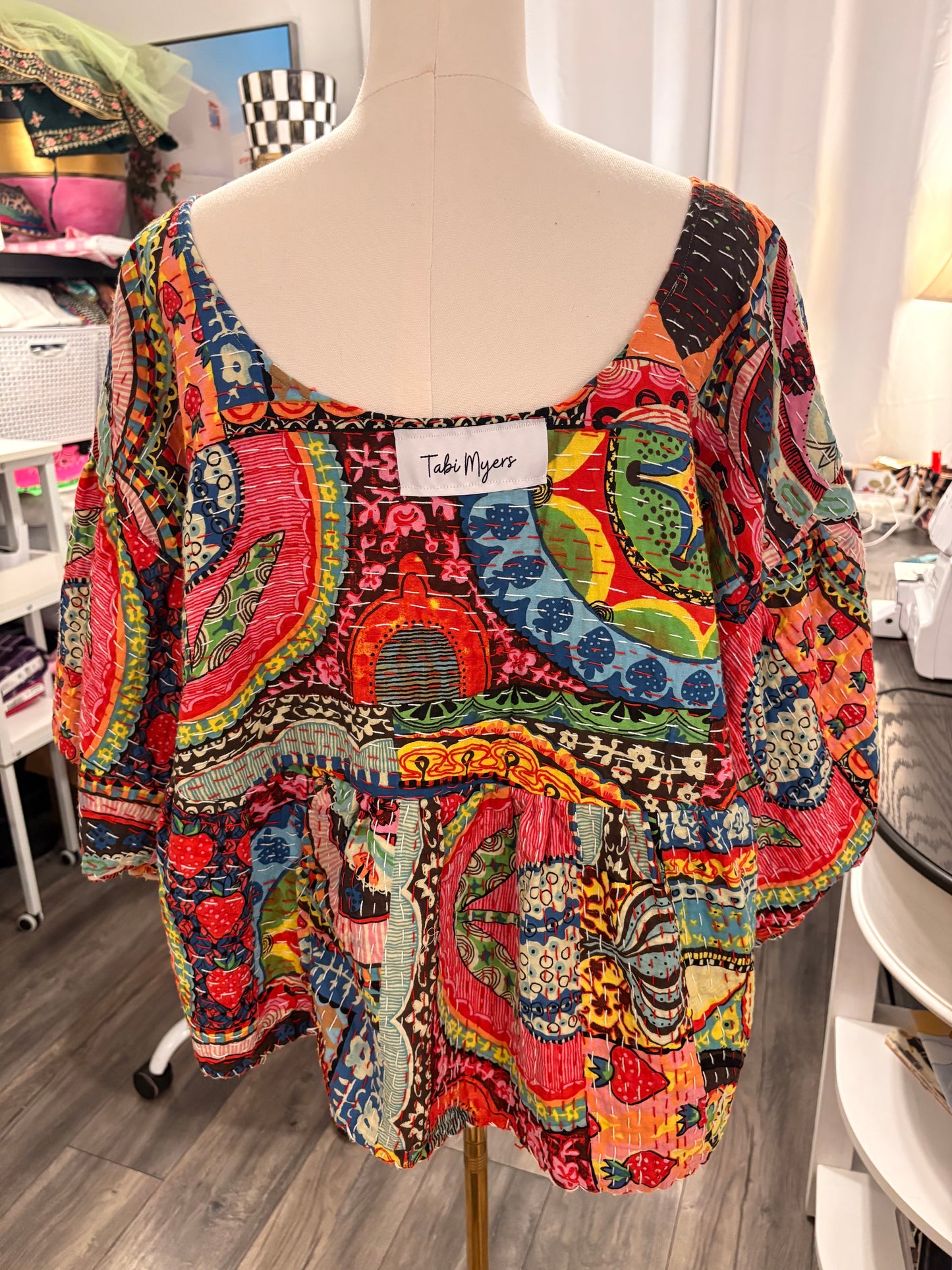 Carrie Kantha Circle Top One Size Fits a Small to XXL