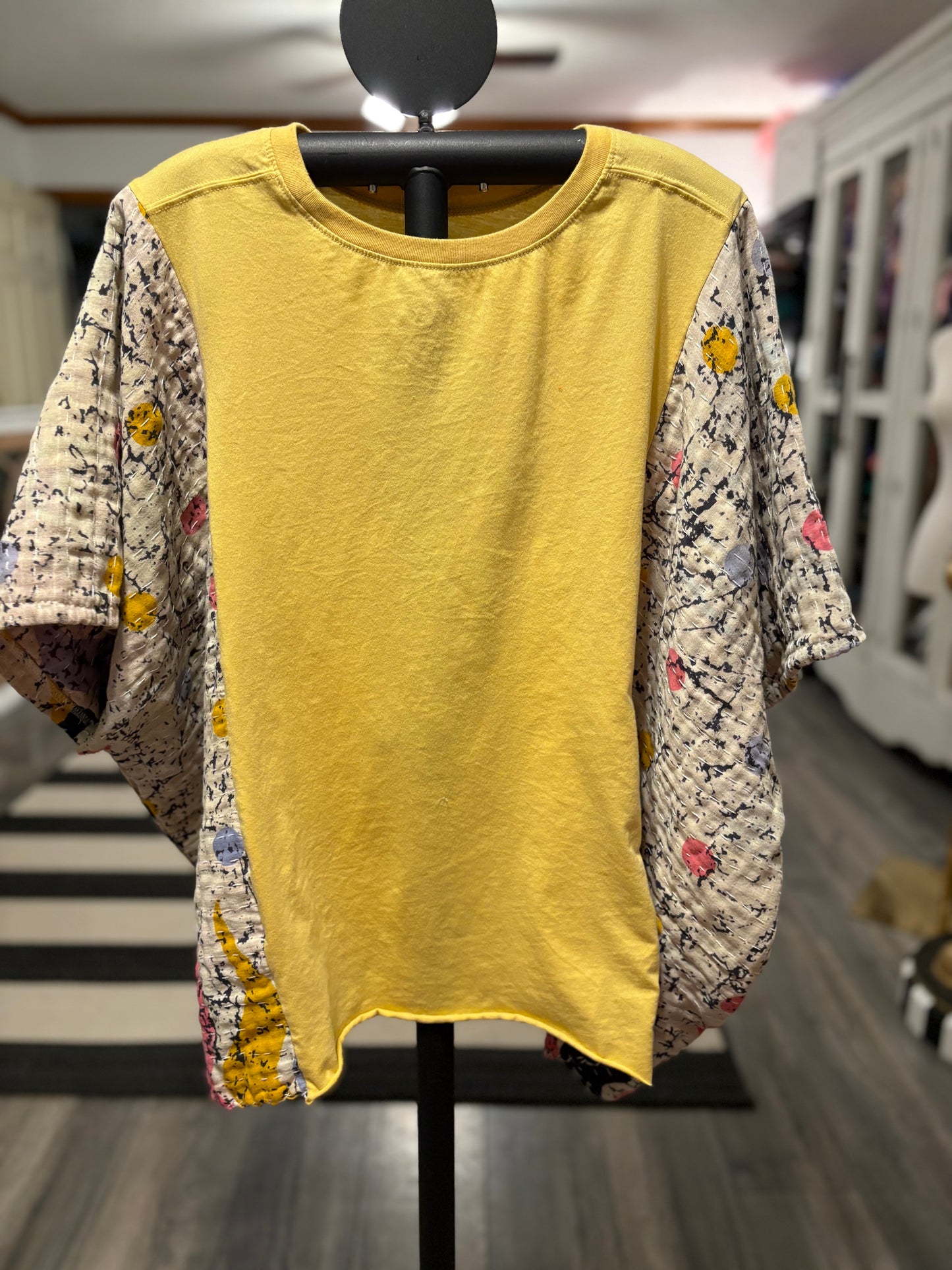 Rolling Stones Upcycled Vintage Kantha Poncho Tee Fits A Size Small to XXL