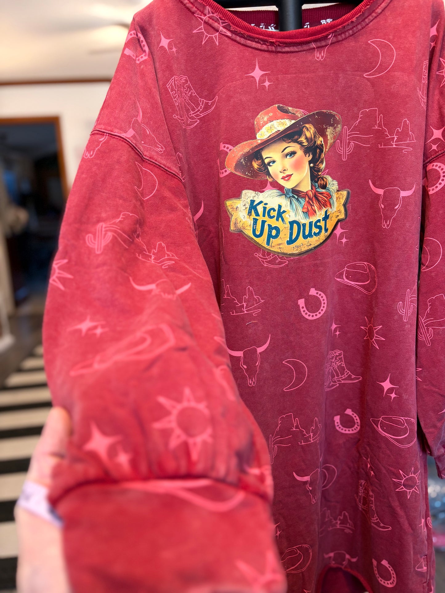 Kick Up Dust Upcycled Oversized Sweatshirt Long Length Fits Small-Large