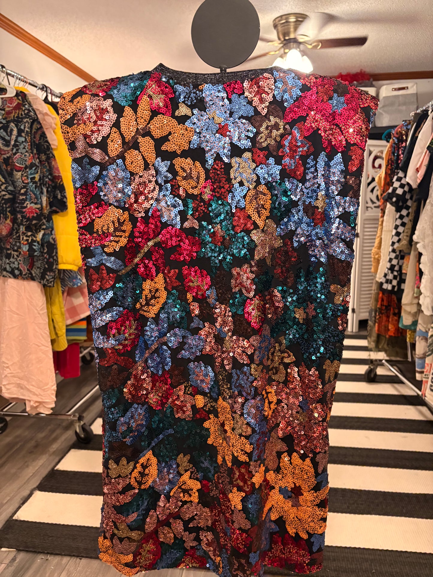 Easel Floral Sequin Dress Large
