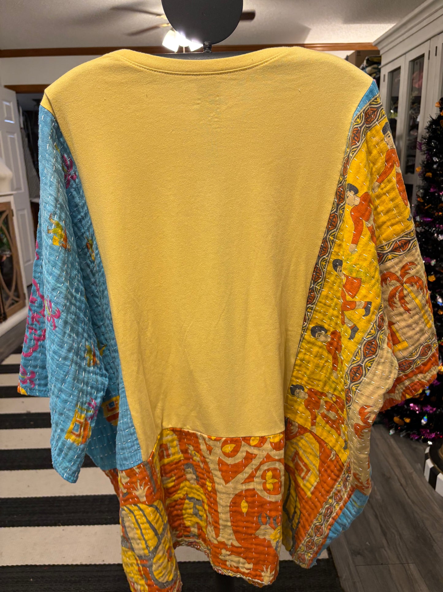 Rolling Stones Upcycled Kantha Tunic Fits a Small to XXL Super Oversized