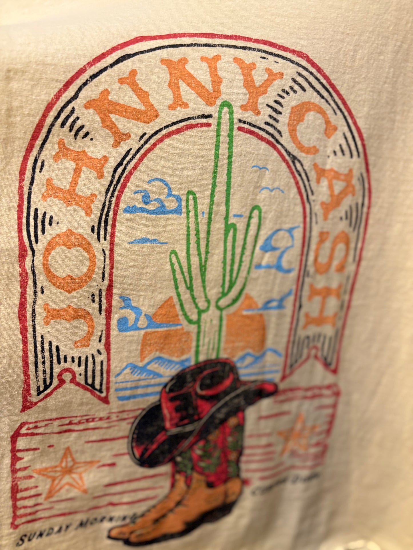 Johnny Cash Upcycled Drop-Sleeve Tee One Size Fits a Small to XL