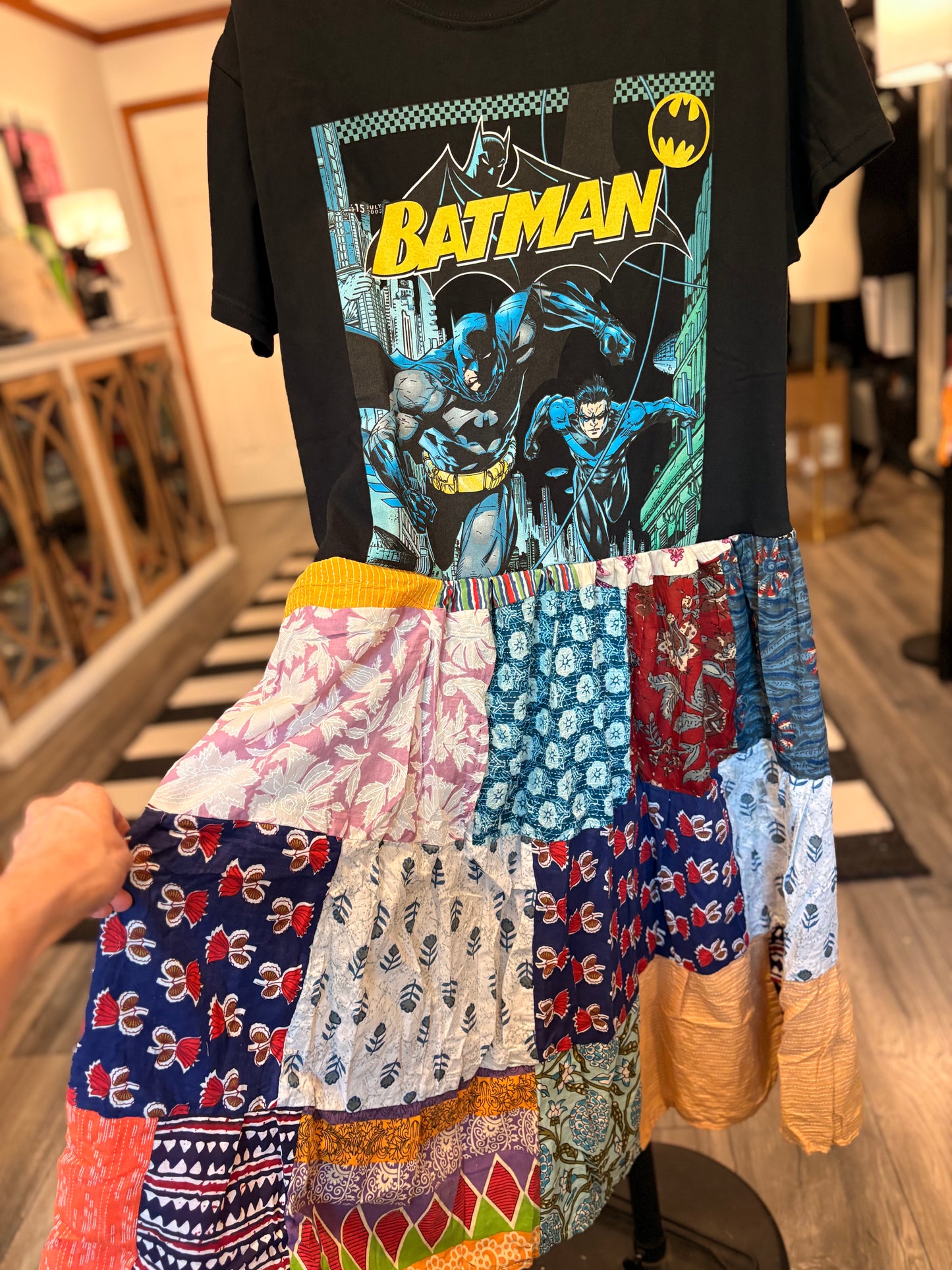The Batman Upcycled Patchwork Dress One Size Fits an XS to Large