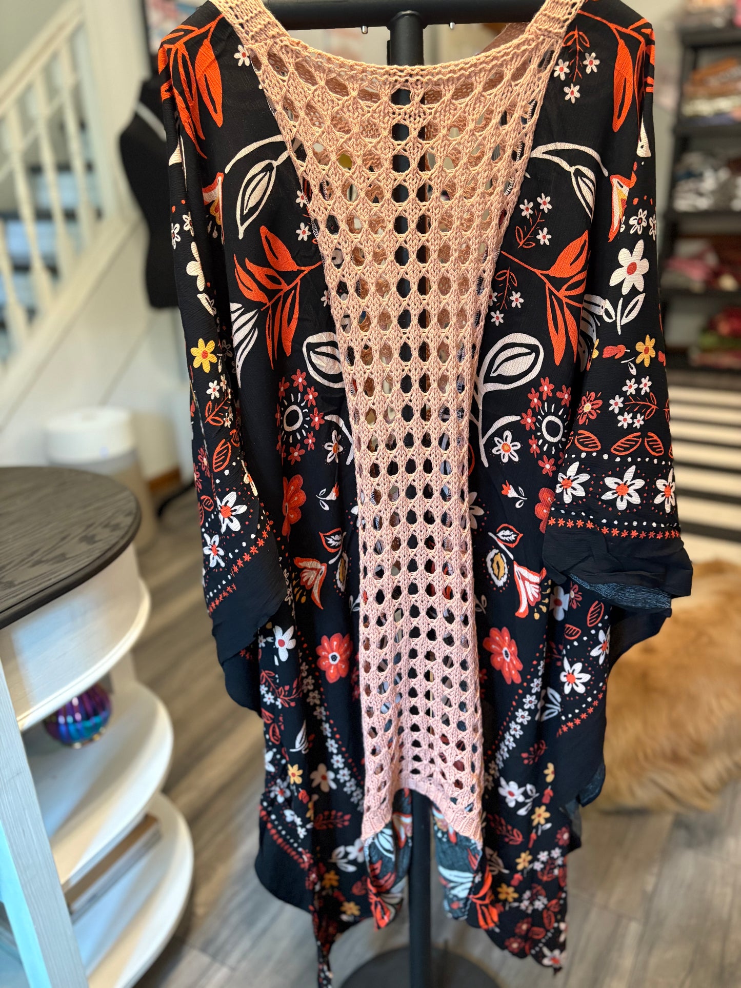 Fall Dreams Upcycled Crochet Kimono Fits a Small to XXL