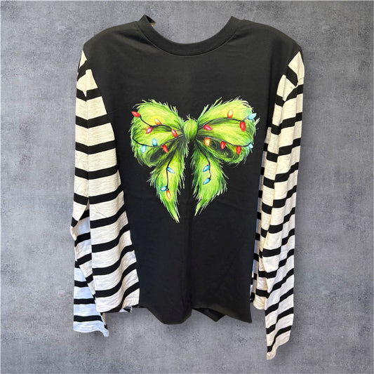 Feeling Grinchy Upcycled Long Sleeve Knit Tee One Size Fits a Small to XL