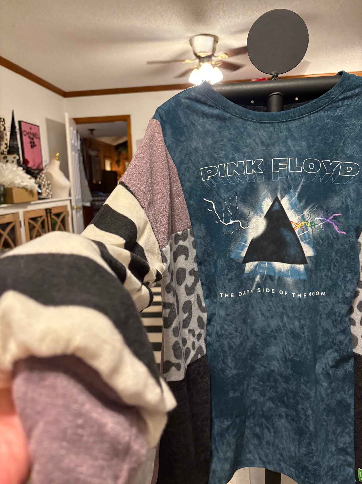 Pink Floyd Upcycled Drop Sleeve Sweater Tee One Size Fits a Small to XL