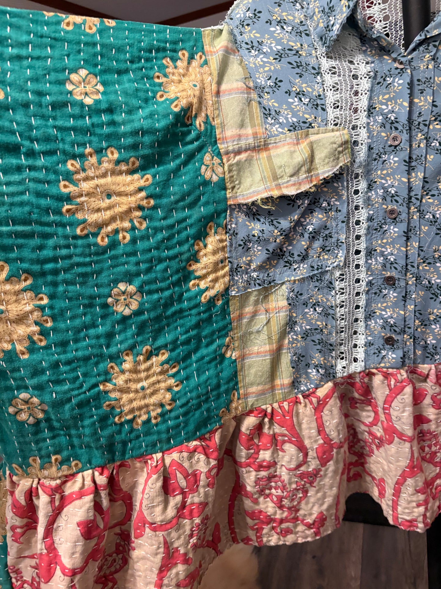 Ophelia Upcycled Vintage Kantha Dress/Long Shirt One Size Fits Most