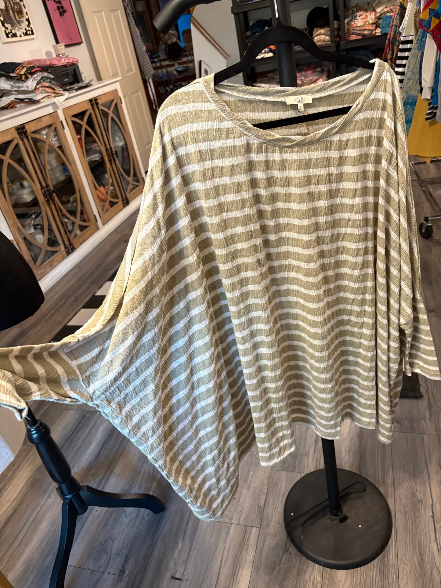 Easel Brand Sage Knit Boxy Top