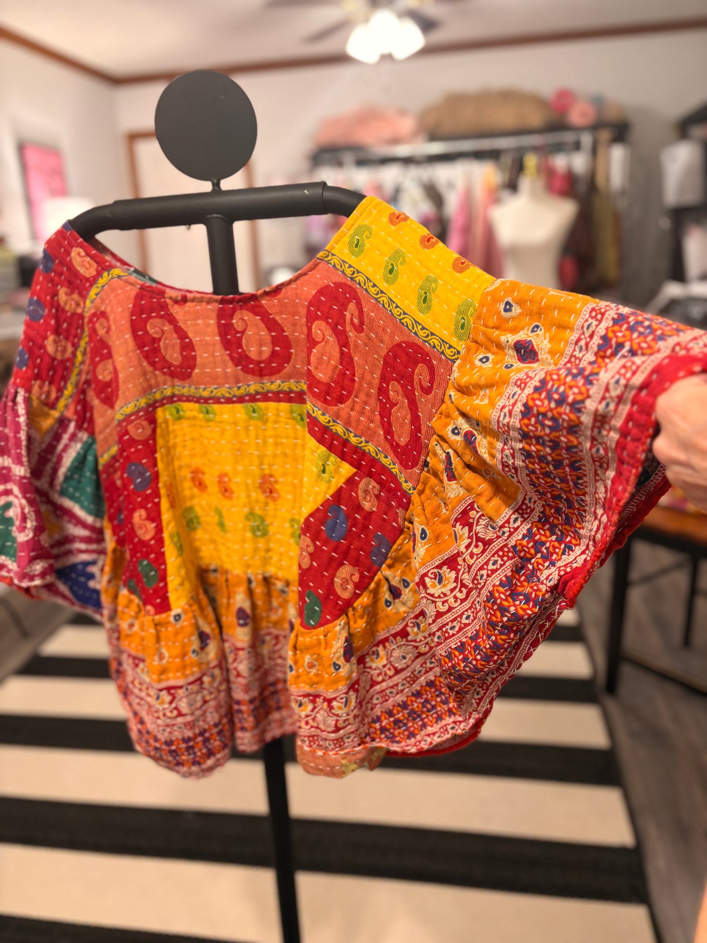 Janice Kantha Circle Top One Size Fits a Small to 3X