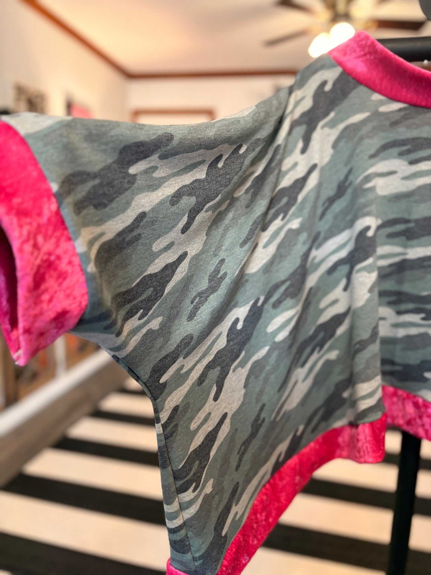 Huntress Crushed Velvet and Camo Tabi Top One Size Fits Most Short Length