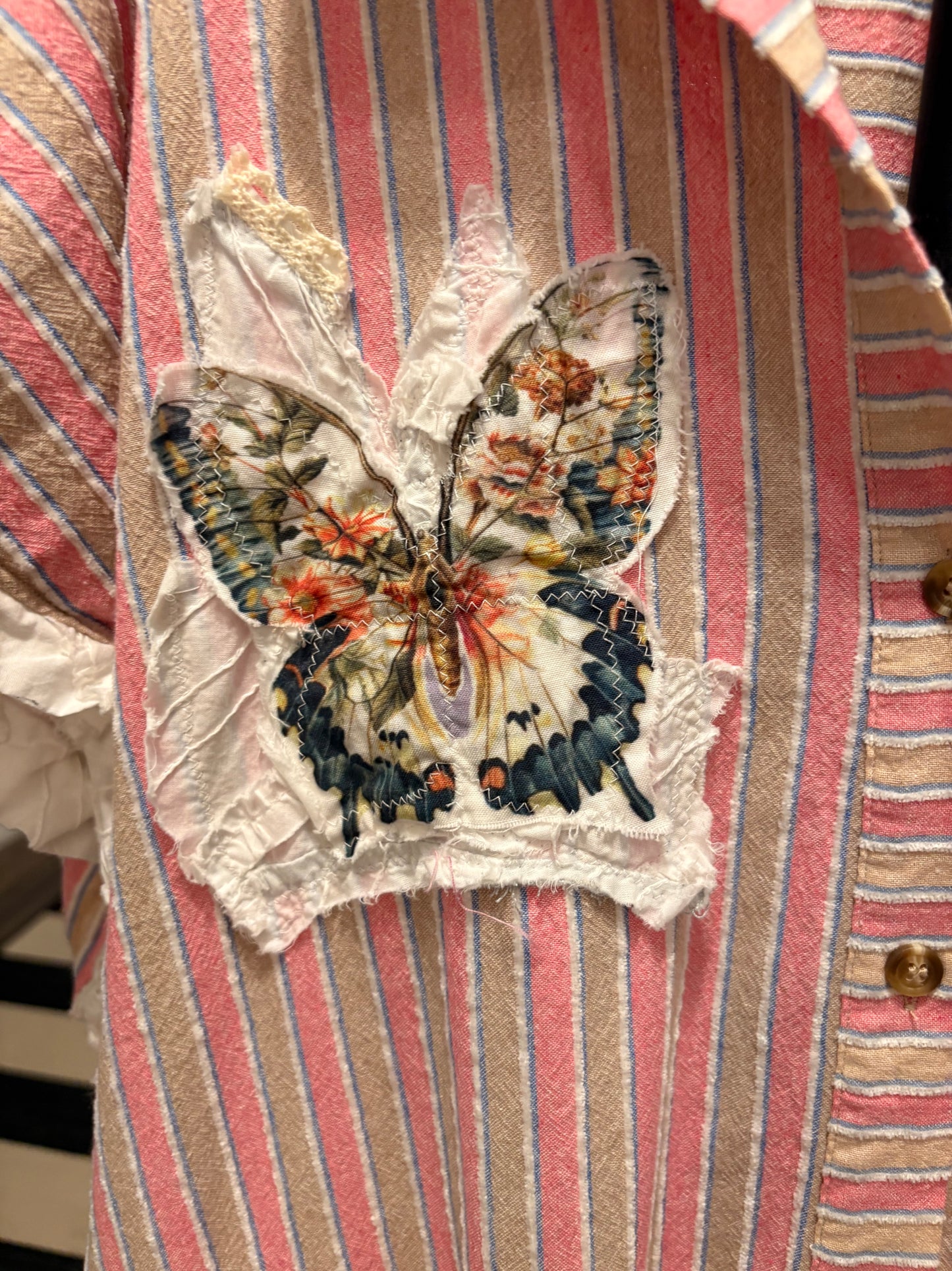 Bring Me Back to Life Upcycled Ruffled Duster/Top One Size Fits a Large to 3X