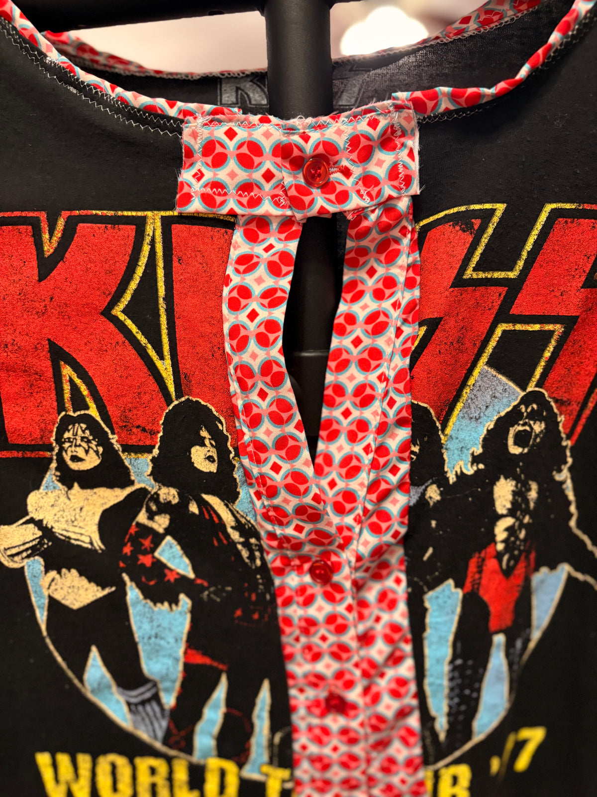 Red Kiss Glam Upcycled Tee One Size Fits a Small to Large