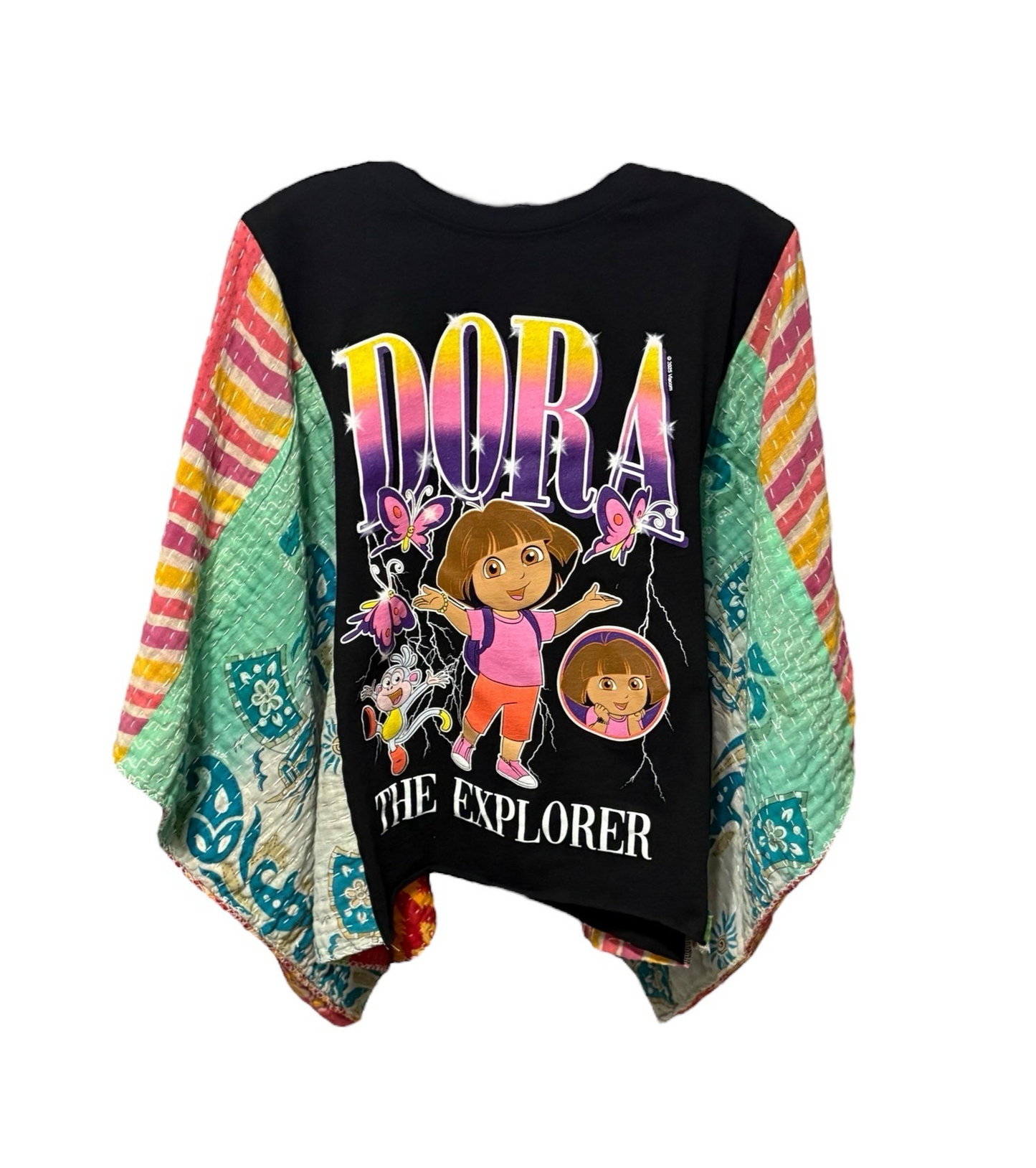 Dora Upcycled Vintage Kantha Poncho Tee Fits A Size Small to XXL