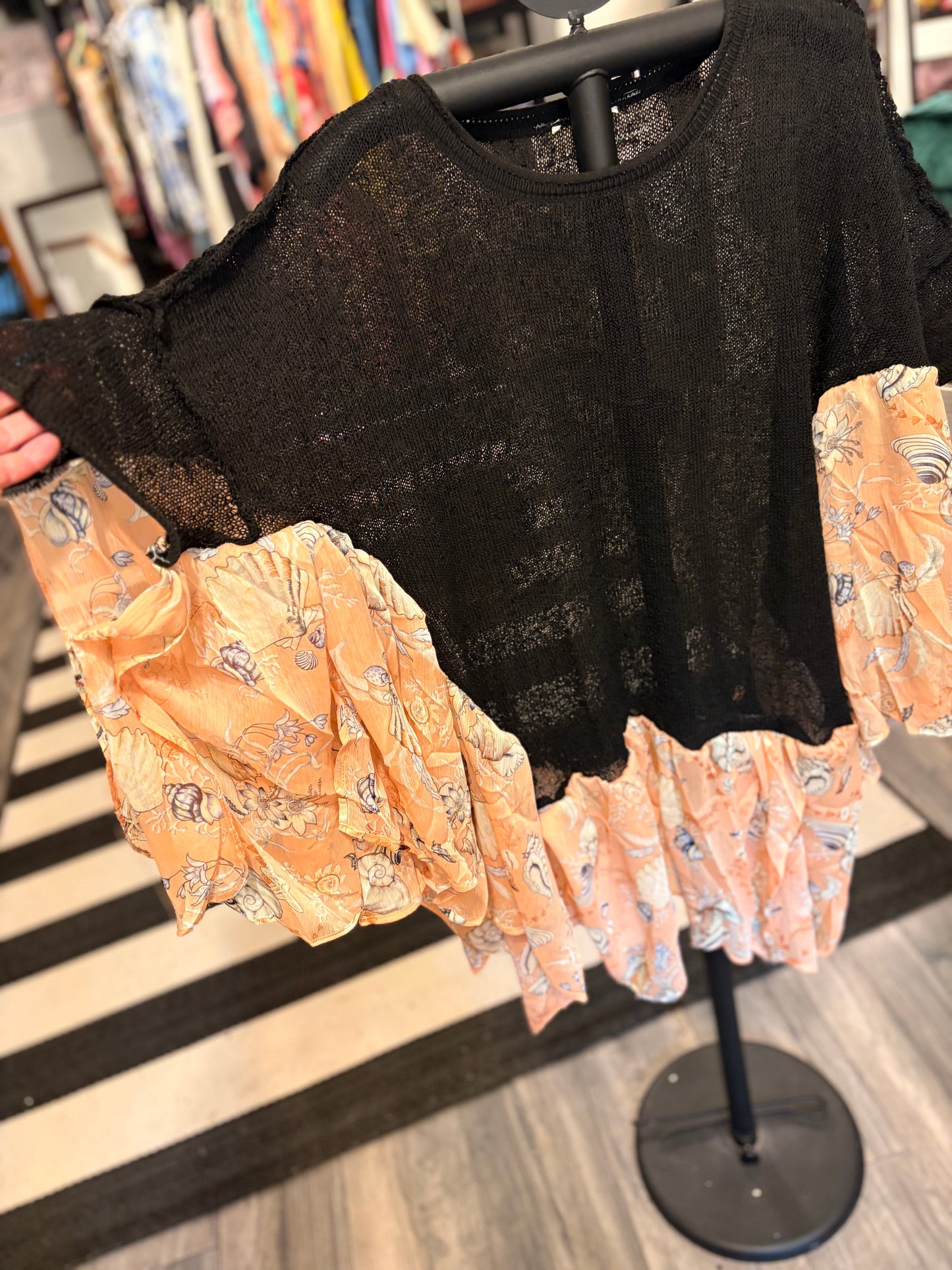 Midnight at the Beach Upcycled Butterfly Poncho One Size Fits a Large to 3X