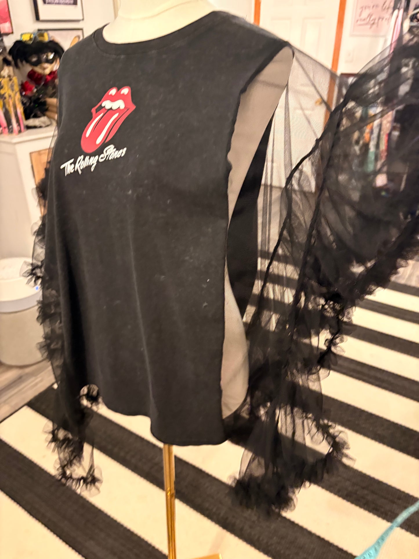 Stoned Upcycled Rockstar Poncho One Size Fits a Small to Large