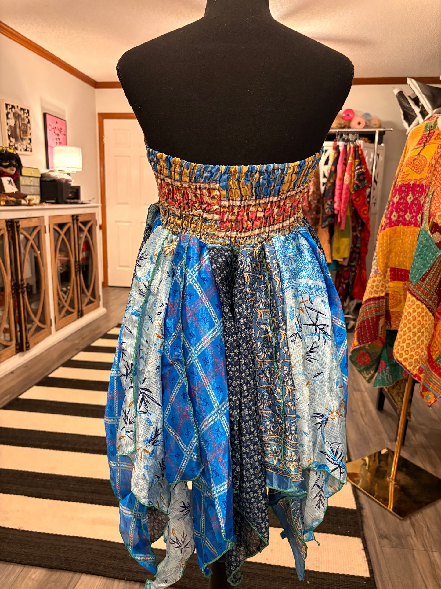 Jewel Pixie Diamond Cut Printed Asymmetric Skirt One Size Fits A Size 2-18
