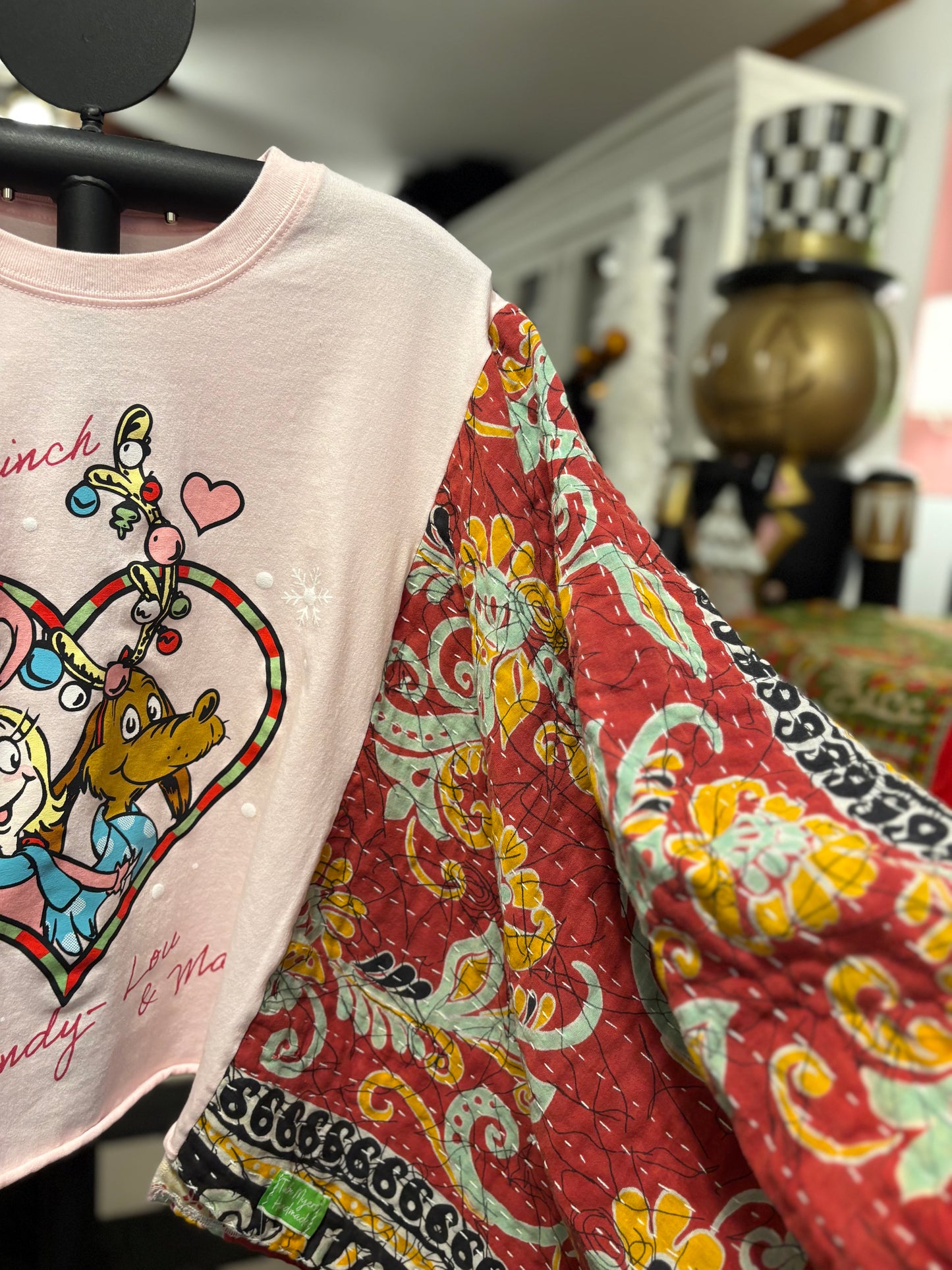 Cindy Lou and Max Vintage Kantha Quilt Poncho Tee One Size Fits a Small to Large CROPPED