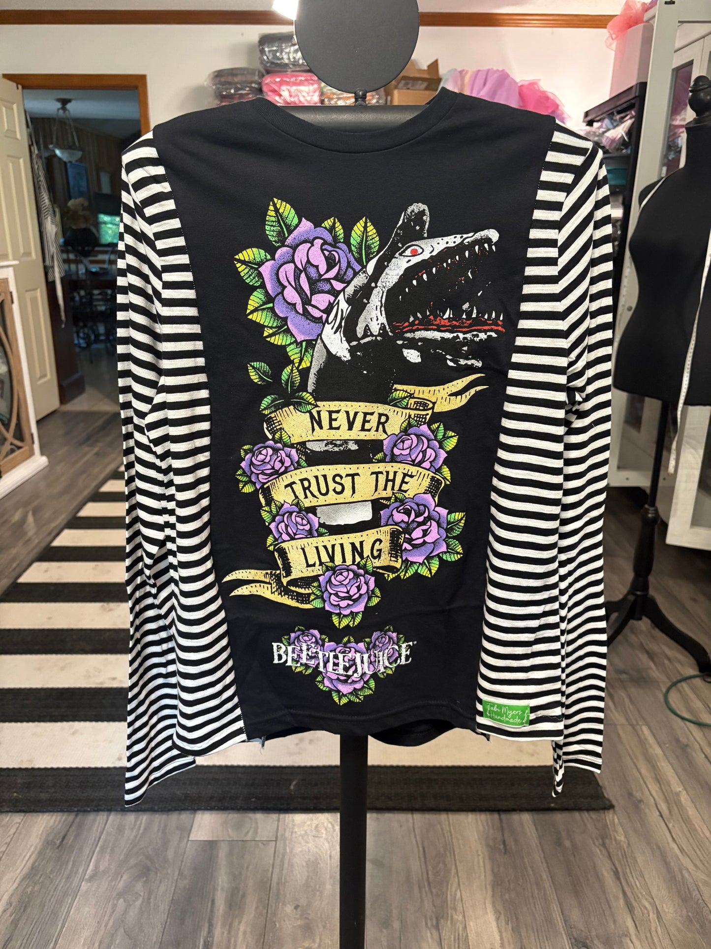 Beetlejuice Long Sleeve Knit Tee One Size Fits a Small to Large