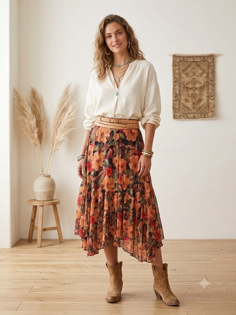 Black Floral Mesh Asymmetrical Floral Skirt Small