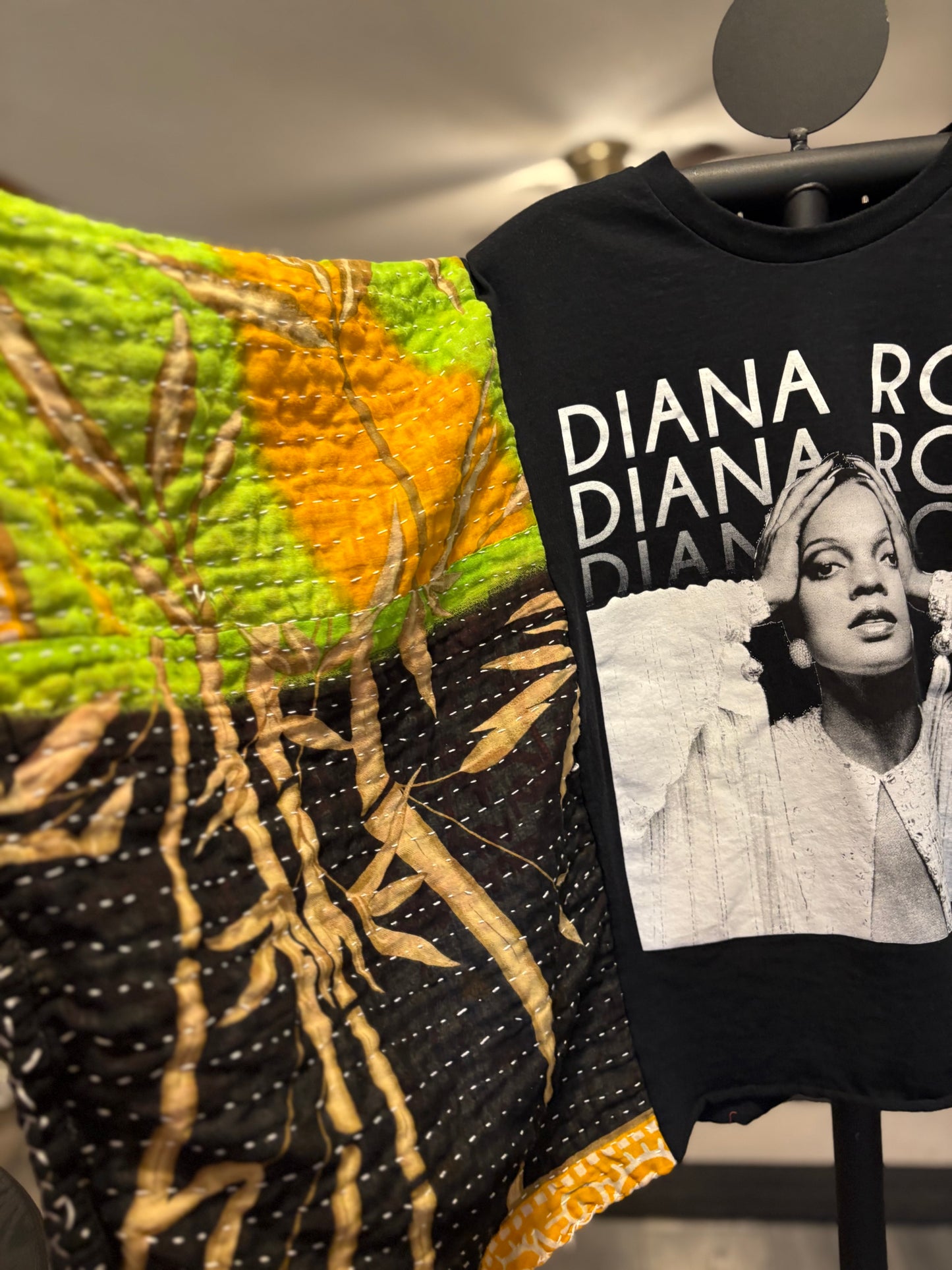 Diana Ross Upcycled Vintage Kantha Poncho Tee Fits A Small to XL