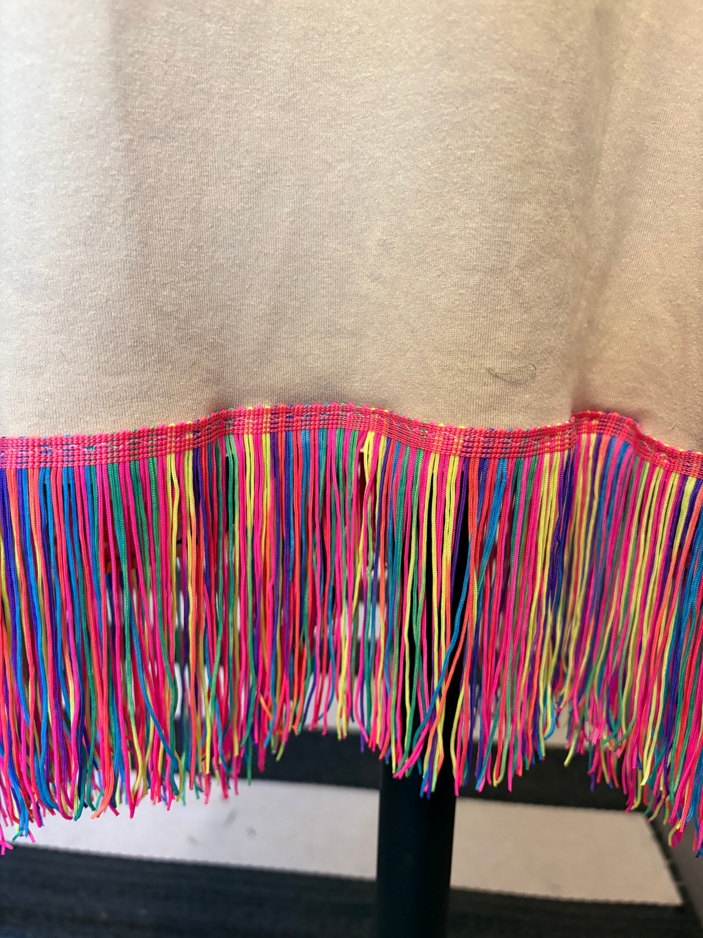 Space Cowgirl Upcycled Drop-Sleeve Tee  with Fringe One Size Fits a Small to XXL