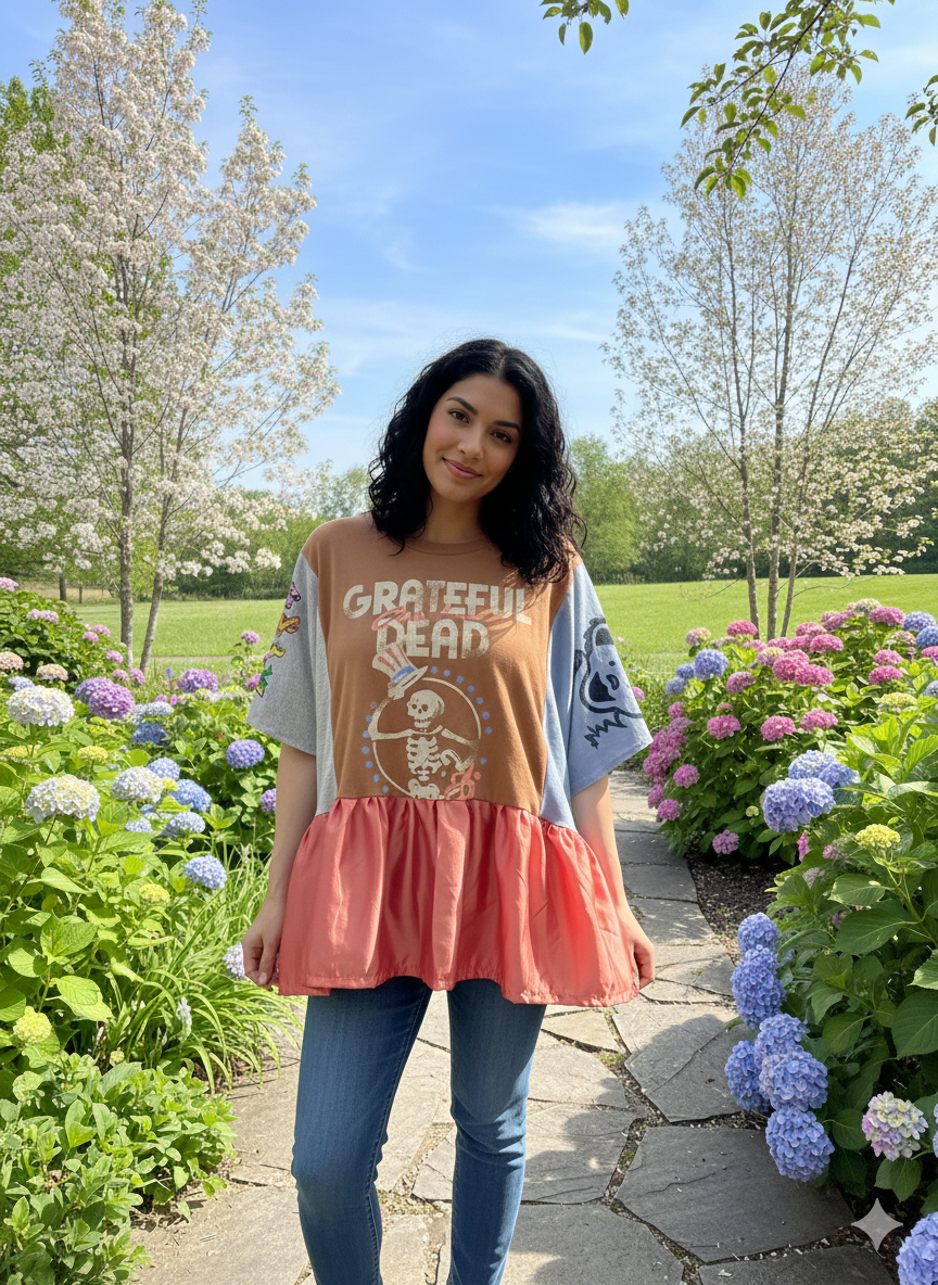 The Dead Upcycled Rockstar Fairytale Top One Size Fits a Small to 3X Super Oversized!