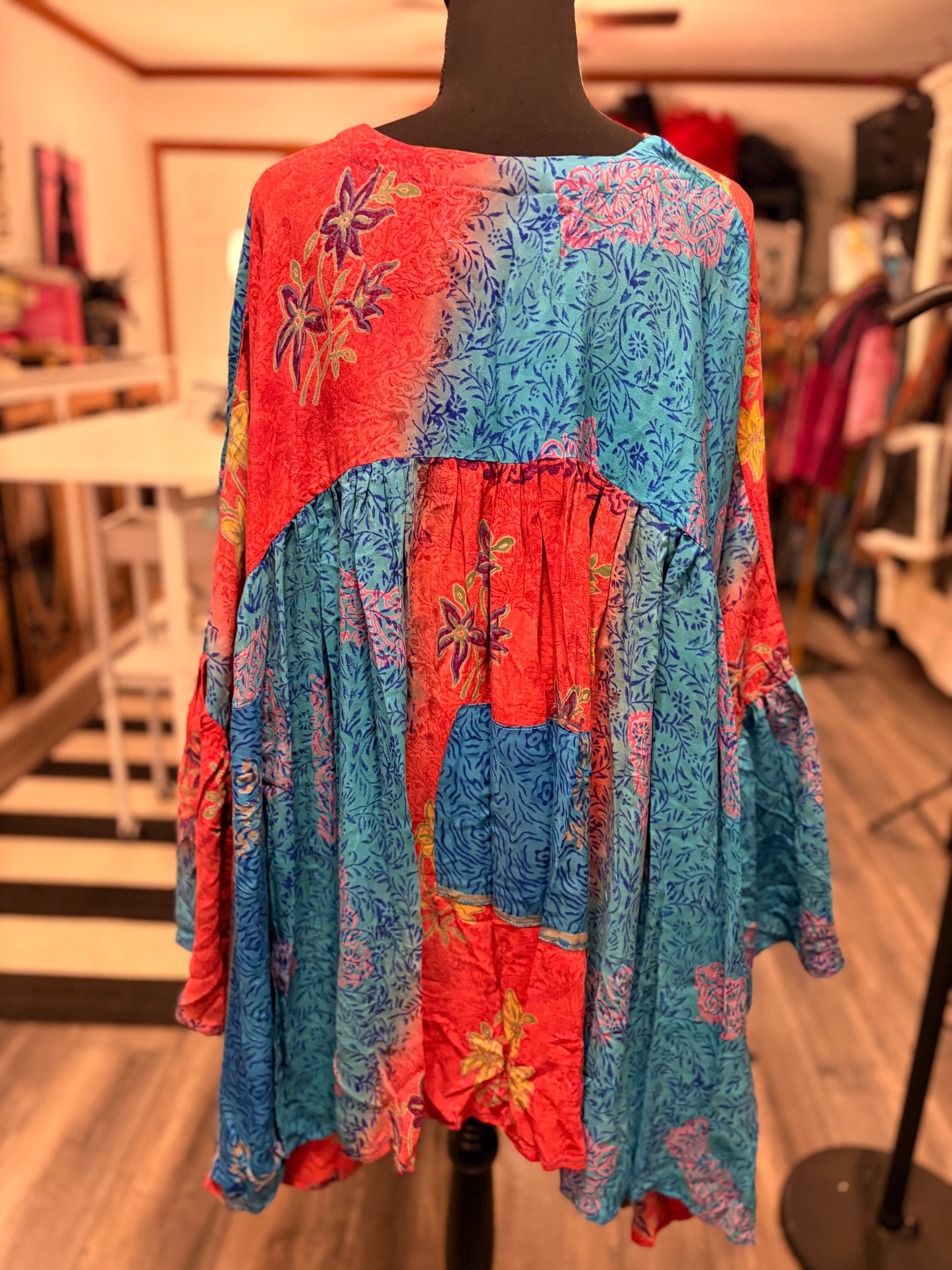 Lizzie Silk Ruffle Top One Size Fits Small to XXL 2-16