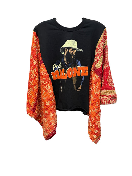 Post Malone Upcycled Vintage Kantha Poncho Tee Fits A Size Small to XL