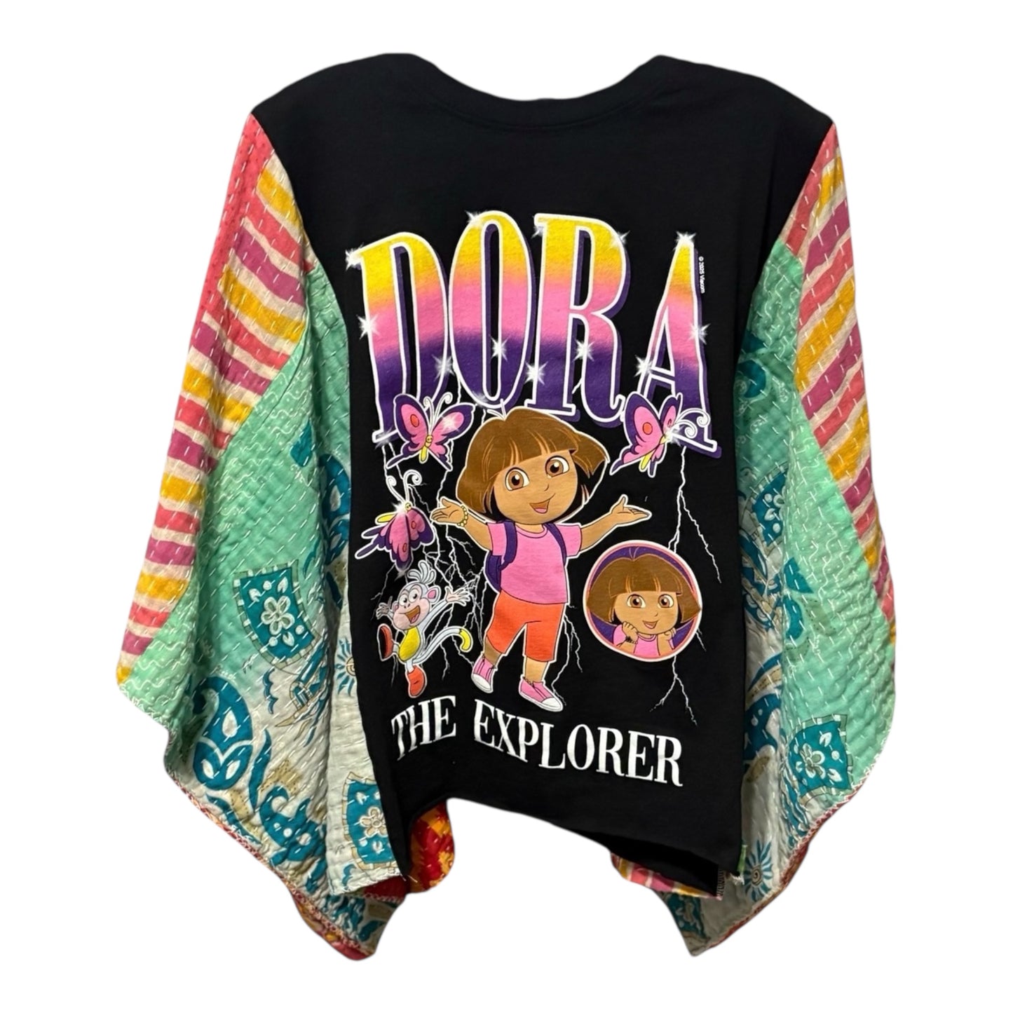 Dora Upcycled Vintage Kantha Poncho Tee Fits A Size Small to XXL