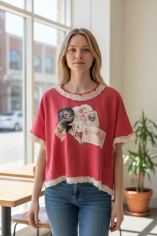 Love You to the Moon “Junk” Tee One Size Fits a Small to XXL SHORT Length Oversized Fit